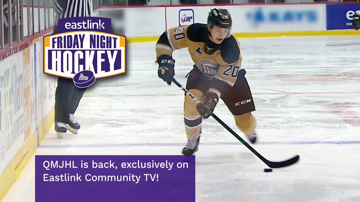 Eastlink's tweet photo. Tune in all weekend long for more QMJHL action. On Friday, Charlottetown takes on Halifax at 7pm. Then, on Saturday, catch Saint John vs. Halifax at 7pm. Only on Eastlink Community TV. https://t.co/j8ZMWpaHZB