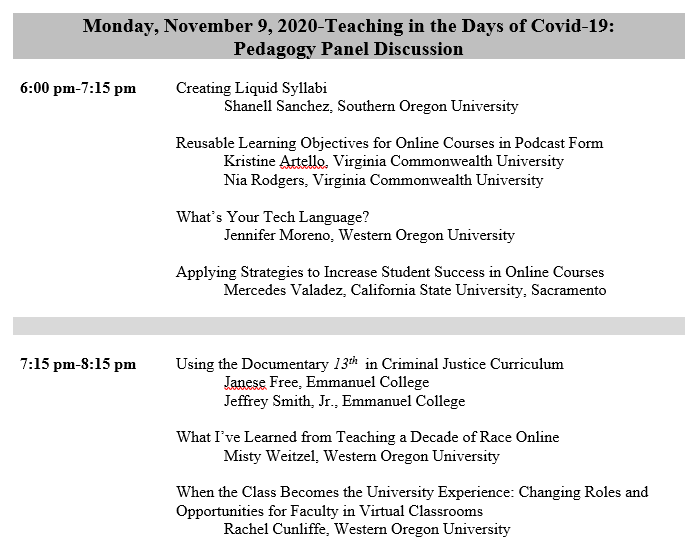 WACJRegion5's tweet photo. We are excited to announce 2 days of virtual presentations! Join us on Mon, Nov 9th (6-8:15pm PT) for discussions on Teaching in the Pandemic and Tues, Nov 10 (6-8pm PT) for discussions on CJ during the pandemic. For more information please visit https://t.co/nsnTkWBgD9 https://t.co/S9N33ZufO9