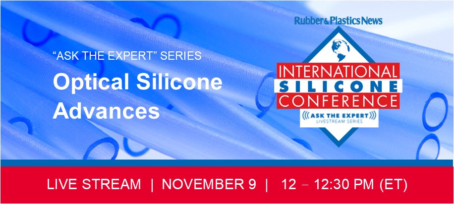 RDAbbottCo's tweet photo. On 11/9 Tom Jenkins from @RDAbbottCo & Jacob Steinbrecher of @dowsilicones to lead @RubberNews "Ask the Expert" livestream on Dow next-gen #SILASTIC Moldable Optical Silicone Advances. https://t.co/TnFqknvJck https://t.co/Wr50NmoFDm