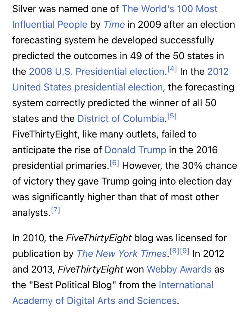How do you build credibility & status? Let’s check Nate Silver. He was a stat guy who made a baseball player rating system that he sold. After this he ran a politics blog that successfully called states in ‘08/‘12. Check La Wik for Time making him a “100 most influential people”