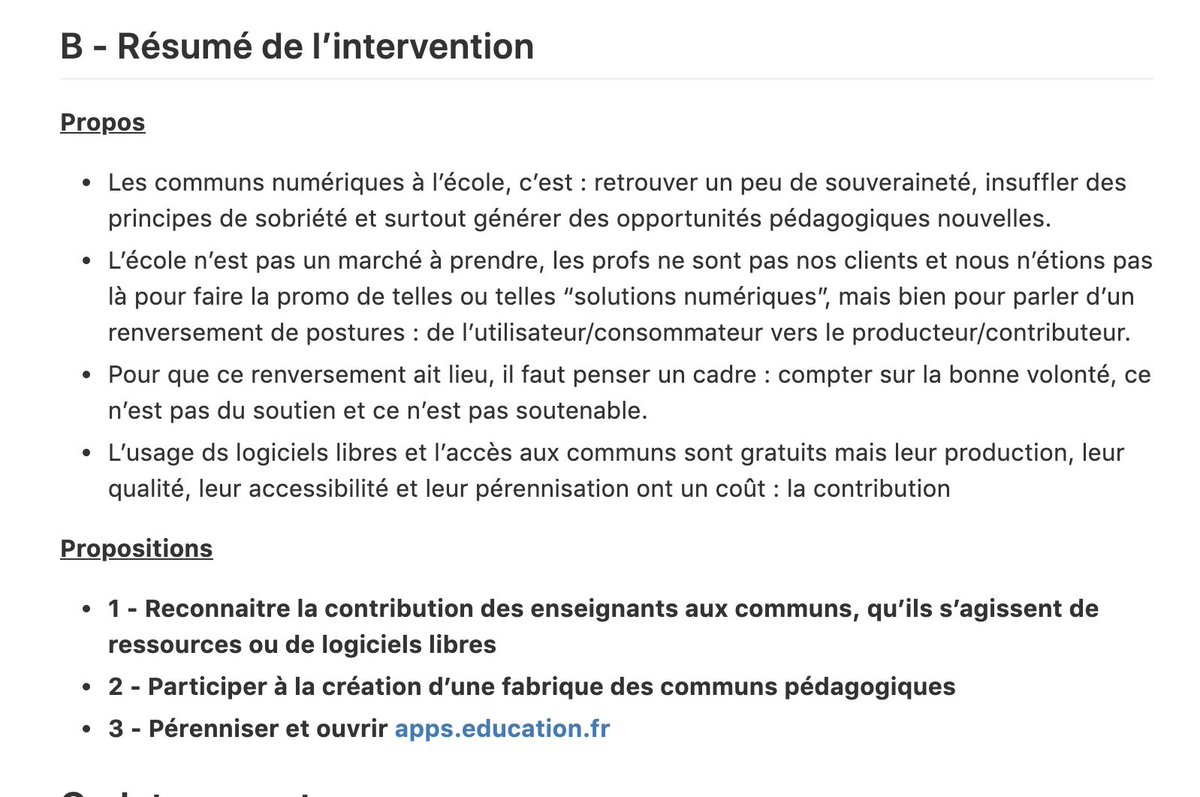 [Référence]
🧐Retrouvez l'intégralité du texte initialement prévu pour l'intervention de @Pauline_Gourlet et <a href="/chrisnoullez/">christophe noullez</a> sur le libre et les communs dans l'éducation lors des #EtatsGénérauxNumérique.
🔎 Toute relecture critique sera appréciée
📚 Texte : pad.faire-ecole.org/EGN_Libre-5nov…