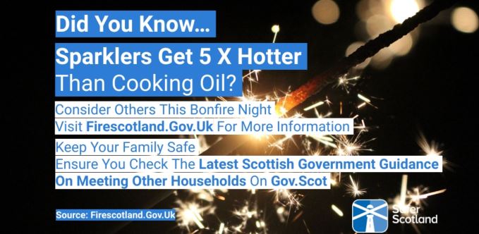 Scotambservice's tweet photo. If you're celebrating #BonfireNight at home - please #staysafe

Think twice about using fireworks at home as they are dangerous. 

Make sure to consider others and visit https://t.co/JAvKHdEAdH for more info.

Latest @scotgov guidance on meeting others at https://t.co/bHmSq0eIRp https://t.co/NMLCbmoZzj