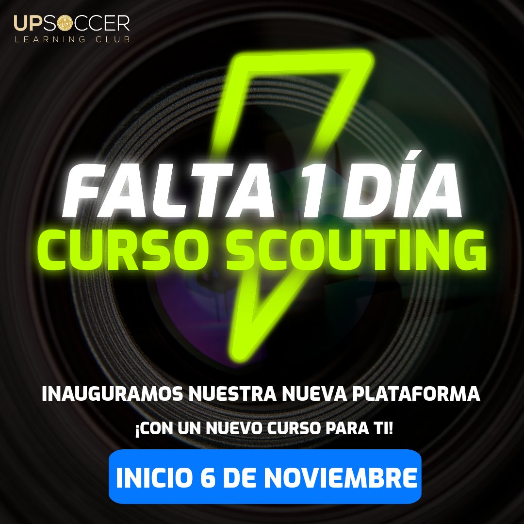 FALTA 1 DÍA!⁣⁣
⁣⁣
Para inaugurar nuestra nueva plataforma actualizada y mucho más tecnológica, donde iremos introduciendo conceptos nuevos y únicos dentro del mundo de la educación online.⁣⁣
⁣⁣
Daremos inicio a nuestro nuevo curso de Scouting en el fútbol.

@wagner_m_o