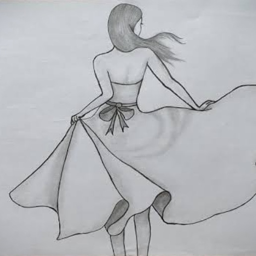 Simple Girl Pencil Art