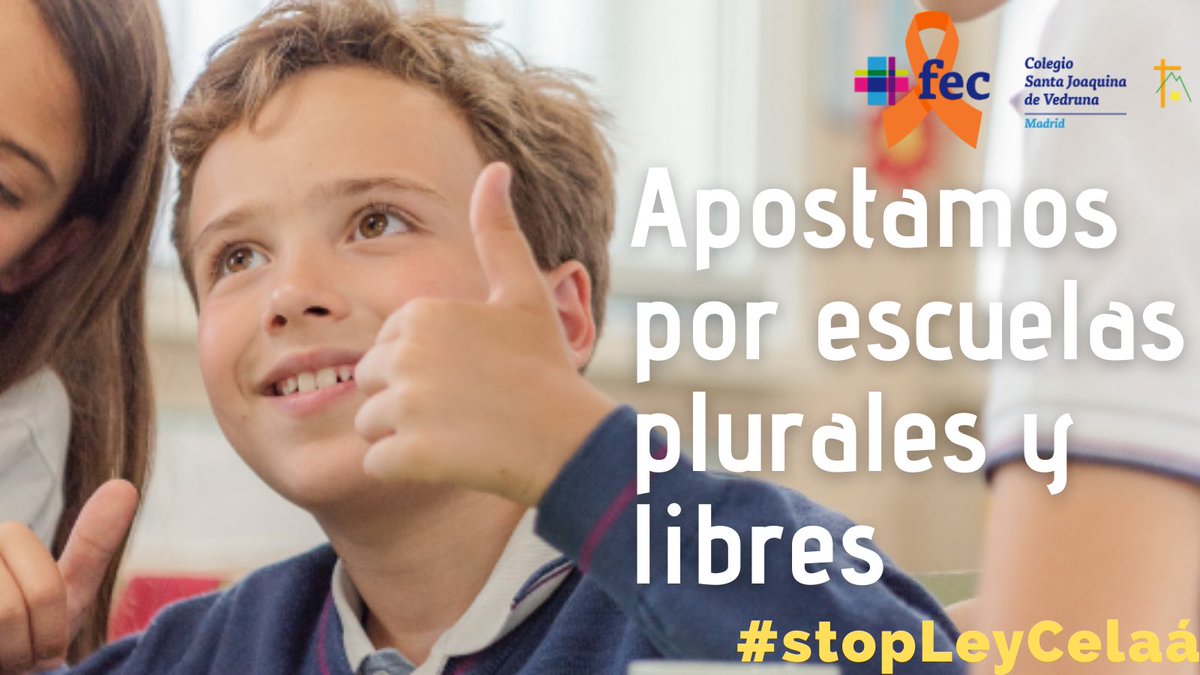fecsjv's tweet photo. La #LOMLOE pone en serio riesgo la pluralidad del sistema educativo y por tanto la existencia de centros de redes complementarias como la #Concertada Más de 2.100.000 de alumnos tendrían que cambiar de colegio ¡NO lo permitas!  #StopLeyCelaá #MasPlurales 🧡 https://t.co/OUZiURp1wh