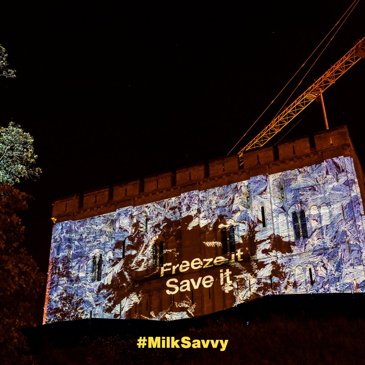hubbubUK's tweet photo. This udderly incredible light installation at @norwichcastle was made by light artist Ulf Pedersen @muffled1 to raise awareness that 6.7 million pints of milk get wasted each year in Norfolk and Suffolk 👀🥛! Check out more of Ulf's work here 👉https://t.co/owVjBRTJ9K #FoodSavvy https://t.co/fux73txmBn