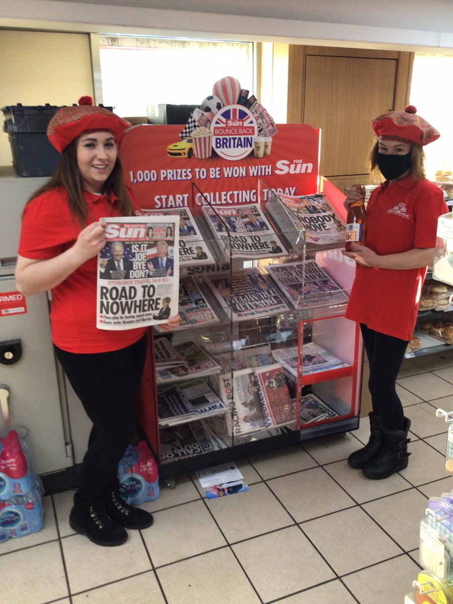 ClaireNewsuk's tweet photo. Want to win The Sun for a whole year? This is just one of over 1,000 prizes up for grabs with @ScottishSun campaign. Pick up your loyalty card @smartyways @airdrie 🗞🗞@irnbru #BounceOffChallenge @NewsUKRetail @Chris_HughesNUK https://t.co/1aPTFZNZJh