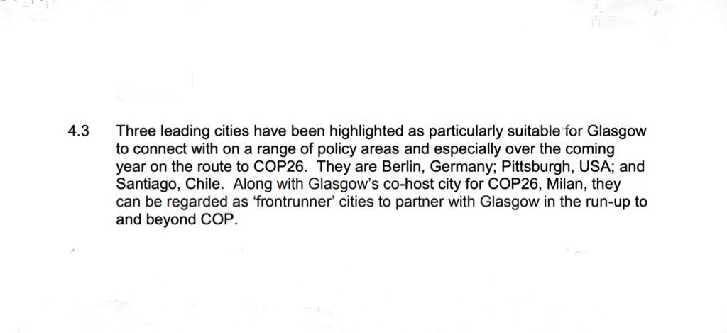 Thread: At CAC today Councillors agreed a report which will see Glasgow expand our international connections & begin working with Santiago, Chile; Pittsburgh, USA; & Berlin, Germany on a range of issues, focussing for now on the run up to COP26.