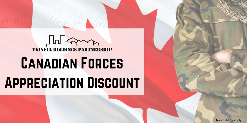 VIONELLHOLDINGS's tweet photo. For those employed by the Canadian Military, receive 50% off your first month at any of our properties.
See link for details > https://t.co/WreI1kcOl8
#bdnmb #brandonmanitoba #canadianmilitary #proudtobecanadian #canadianforces #cfbshilo #shilomanitoba https://t.co/cCLEbTjbGT