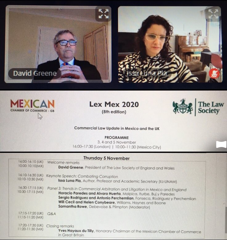 1000enaYO's tweet photo. LastDay #LexMex2020 Trends in CommercialArbitration &amp; Litigation Welcome by President @TheLawSociety Keynote: Issa Luna @IIJUNAM on Mexico’s #OpenData outlook &amp; #judicial reforms
Panel discussion: @Debevoise #MIBP #ROYPE &amp; @haynesboone 
Closing remarks Hon.Chairman @MexCC #Legal https://t.co/kmJDxVXIN6
