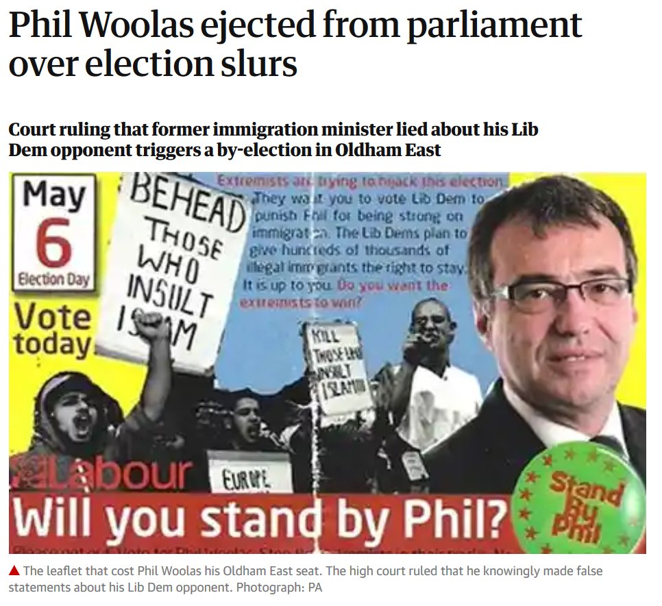 5) An exception to the rule: Phil Woolas actually *was* suspended from the Labour Party when the courts found him to be a racist liar and expelled him from parliament. Phew!(He was allowed back in a few months later.)