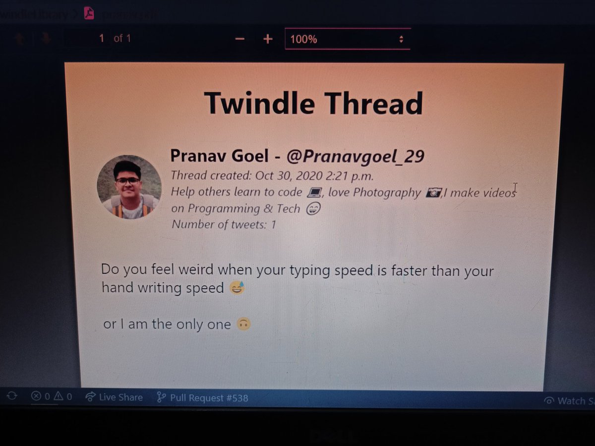 Pranavgoel_29's tweet photo. Finally tried it 😁
Got some hurdle on the way but finally 😎

This is the first Tweet that I converted into PDF format using @twindleco 🎉

#twindle https://t.co/puYoqQWraw