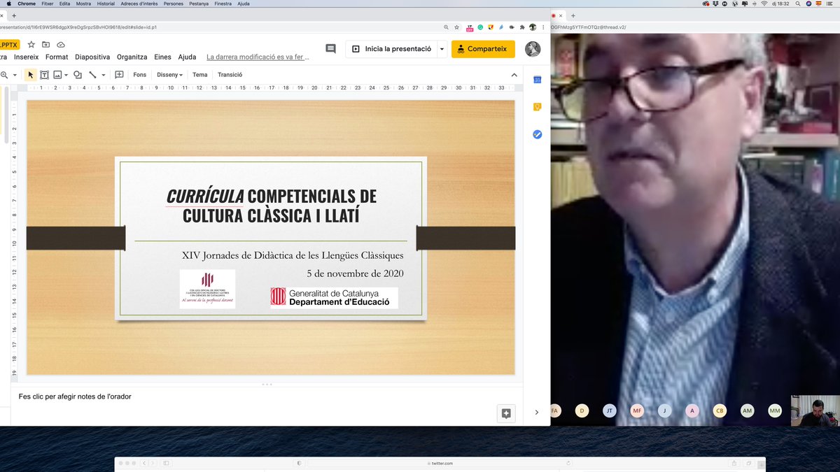 GuillemCintas's tweet photo. Comencem la presentació del nou currículum de Llatí 4t ESO! Súperemocionat d'haver arribat aquí! #XIVJornadesDidàctica #Clàssiques @XSuch @dimidiumanimae https://t.co/v4wt31vYRT