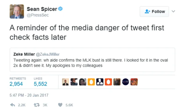 Spicer jumped on him for it
