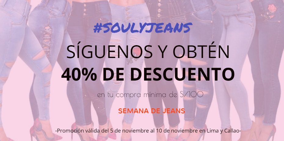 soulyshopmoda's tweet photo. #Soulyjeans | Promoción válida del 5 al 10 de noviembre 👇🌸 #semanajeans BSZS https://t.co/Ky20zK1Zrz