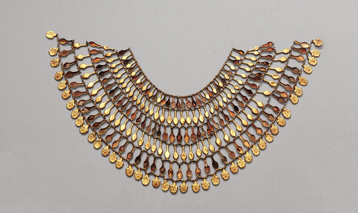 Ancient Egyptians began making their jewelry during the Badari and Naqada periods using natural materials; such as plant fibers, shells, beads, solid stones or bones arranged in threads of flax or cow hair. Egyptians gave brilliance to stones painting them with glass substances.