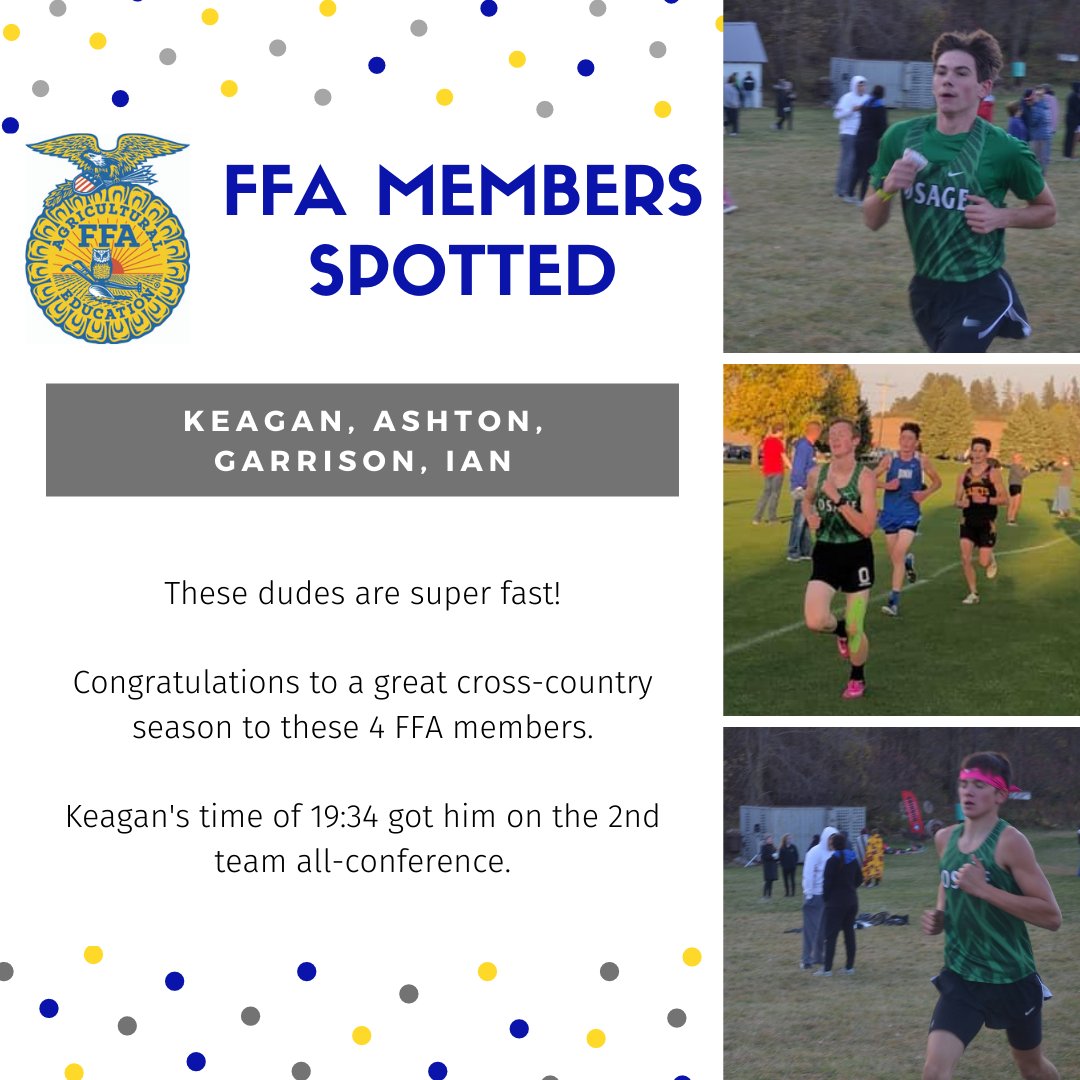 OsageFFA's tweet photo. FFA members have been spotted this past fall competing in  cross country. We are so proud of these members and their dedication to the sport. https://t.co/ga9uUTe7DN