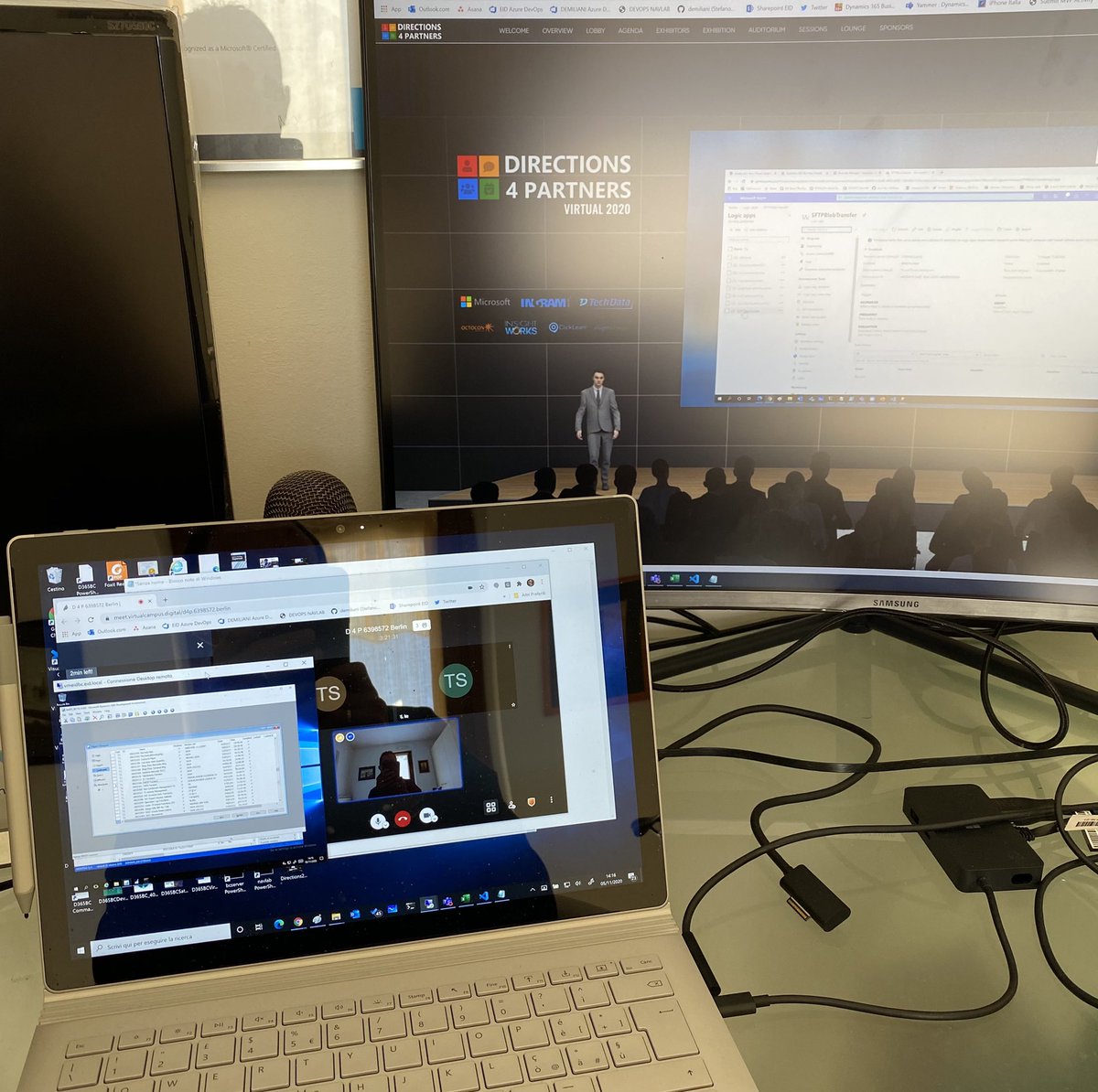 demiliani's tweet photo. Supporting customers via RDP connections when your #Directions4PartnersVirtual2020 session is online and you’re waiting the Q&A.This is also what happens under the hood in a virtual conference 😂🙈🙈 #directions2020 https://t.co/4oonhymzzu
