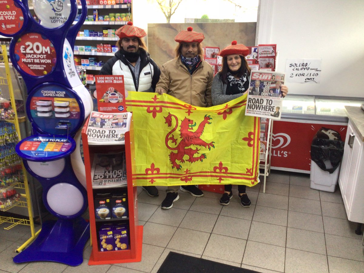 ClaireNewsuk's tweet photo. Want to win The Sun for a whole year? This is just one of over 1,000 prizes up for grabs with @ScottishSun campaign. Pick up your loyalty card @varnsdorfway @airdrie our wee Jean&team🗞🗞#BounceOffChallenge @NewsUKRetail @Chris_HughesNUK https://t.co/oR236leqGf