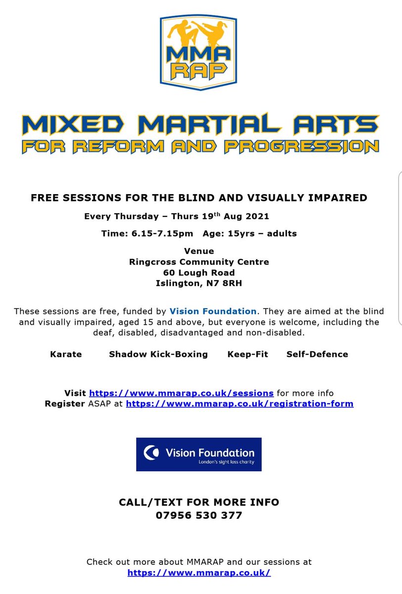 MMARAP is on tomorrow  - Thurs 5th 

Please encourage your blind/sight loss friends to attend and take full advantage of these Free sessions. Share on LinkedIn, Facebook, Instagram etc

Don't forget to complete the online form on mmarap.co.uk 

Thanks and stay positive