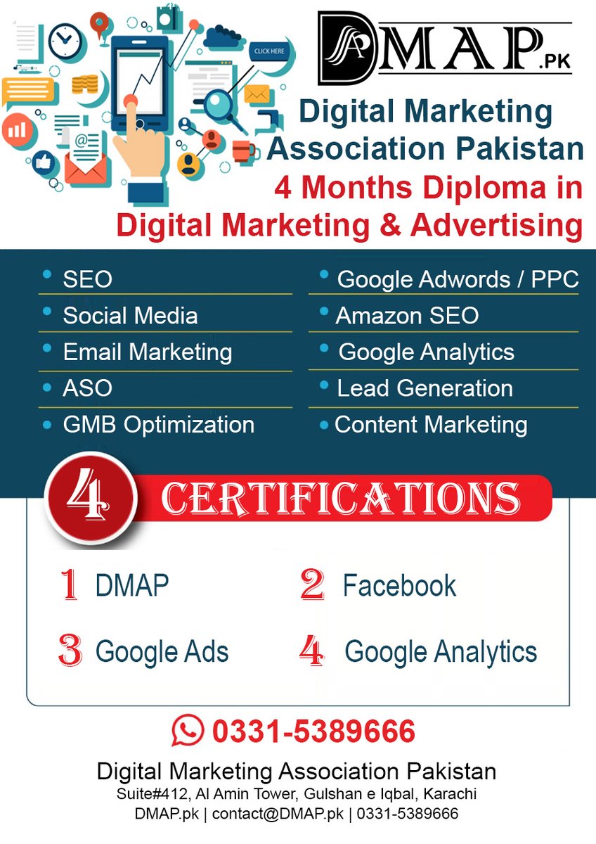 asif5i's tweet photo. 4 Months #OnlineDiploma in #DigitalMarketingAdvertising in which you'll learn #SEO #GoogleAdwords #PPC #SocialMedia #GMB #ASO #AmazonProductOptimization #EmailMarketing and lot more.. https://t.co/NACnYmfAmH https://t.co/RDGGxU2jMH