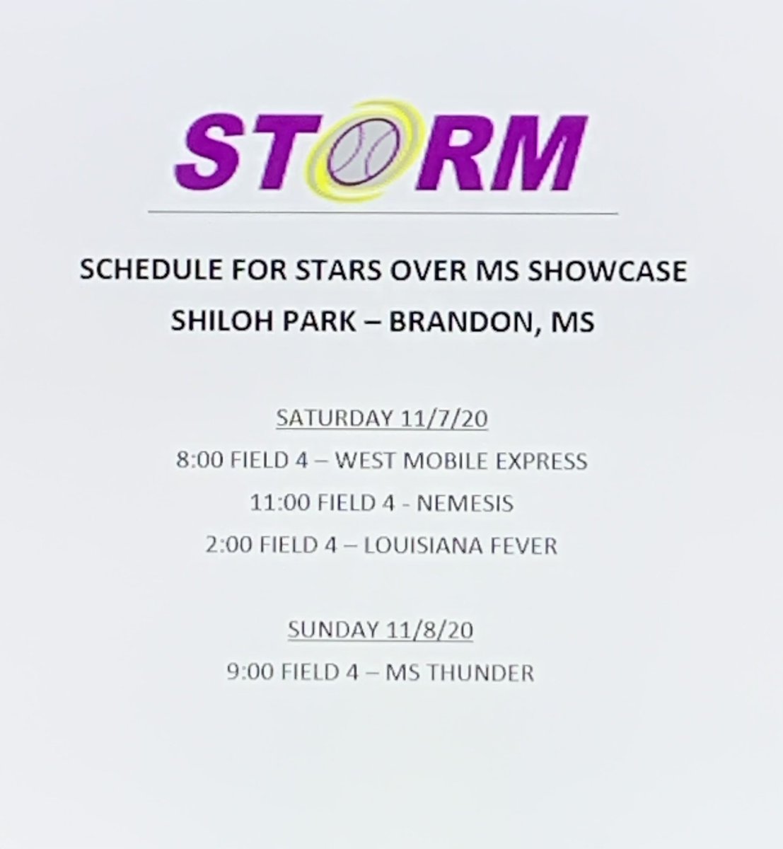StormFP21's tweet photo. Our schedule for this weekend’s Stars Over MS Showcase. Come out and watch this talented group of young ladies! https://t.co/MzUe8hi7OR