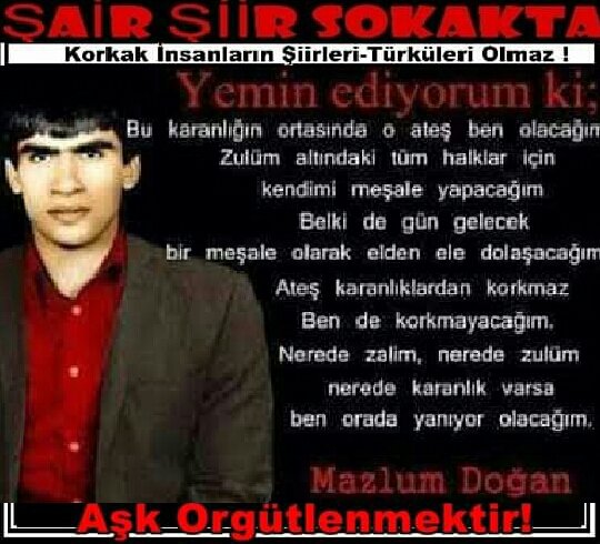 AYuceak's tweet photo. Kapitalizm'in,
Burjuva 'demokrasi'sin de insanlar,
yavaş yavaş #Köleler haline getirilirken unutulmaması gerek bir gerçek var;
#Zindanlar da #MazlumDoğan olmak,
Nemrut suratlı #Firevun'a köle olmaktan daha onurludur...
#Aşk ile biraz #Cesaret!

En önemlisi de;
#AşkÖrgütlenmektir! https://t.co/v4liJeathy