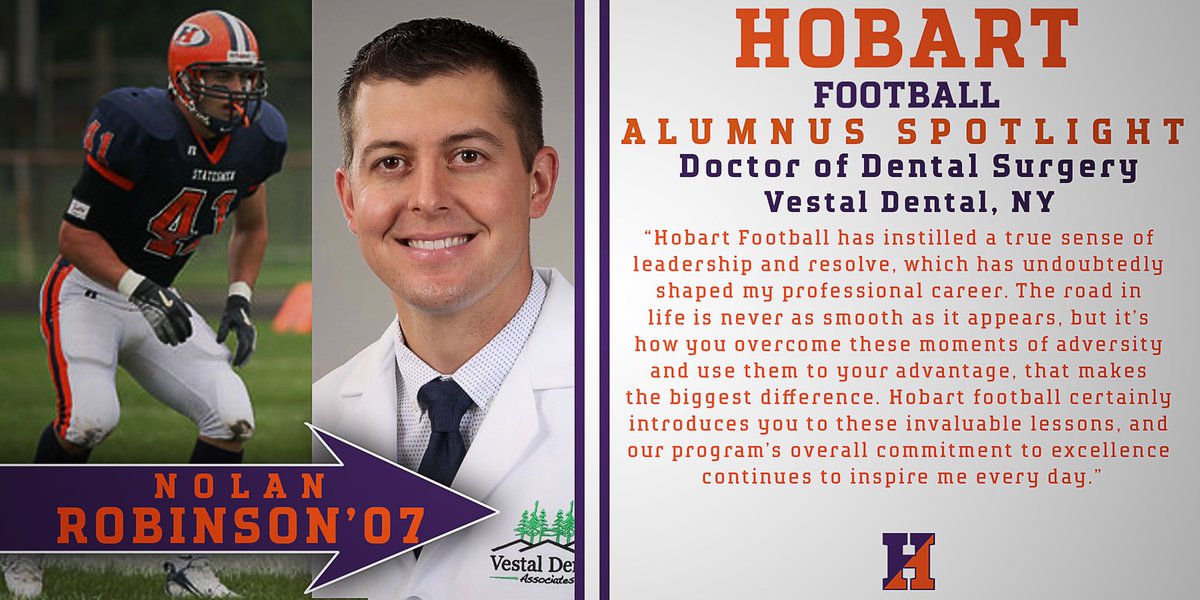 Hobart Football Alumni Series
Nolan Robinson ‘07
OLB
Johnson City HS, NY
Major: Chemistry
Minors: Biology &amp; Environmental Studies
2X Captain
ESPN The Magazine Academic All-District
2X All Liberty League
Liberty League ROY
3X Liberty League All-Academic
Druid Society
#TheHobartWay