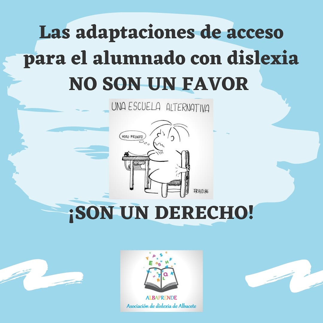 Las adaptaciomes de acceso para el alumnado con dislexia, NO SON UN FAVOR. ¡SON UN DERECHO!

➡️m.facebook.com/story.php?stor… 

albaprende.org

#Albaprende #Dislexia #Adaptacionesdeacceso #Derecho #Lectura #Escritura #Educación #infancia #Albacete #enseñarlescomoaprenden