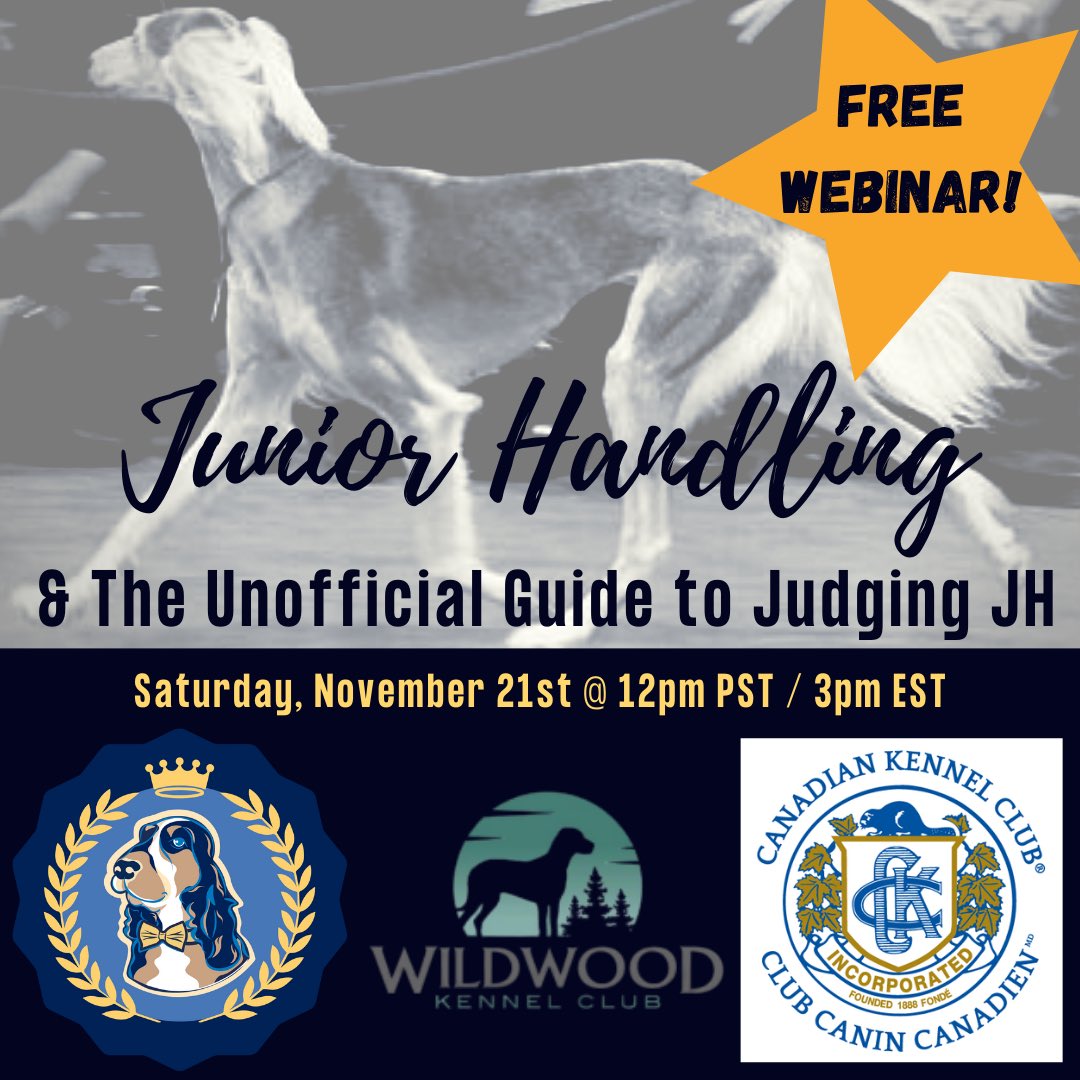 leadingedgedogs's tweet image. Free Junior Handling webinar, made available by the sponsorship of Dean Dennis, the Wildwood Kennel Club, the Canadian Kennel Club @CKC4thedogs and Richard Paquette @richard4dogs, Chair of the Junior Kennel Club Council!
us02web.zoom.us/webinar/regist…