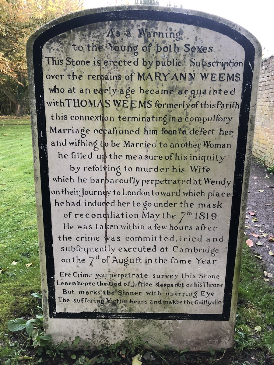 RachelsTales's tweet photo. Incredible headstone in Godmanchester church. Beware everyone! Look out for key signals that your spouse might bump you off. Like them wishing they were married to someone else! #gravestones #cemetery https://t.co/HeaUuNYmCO