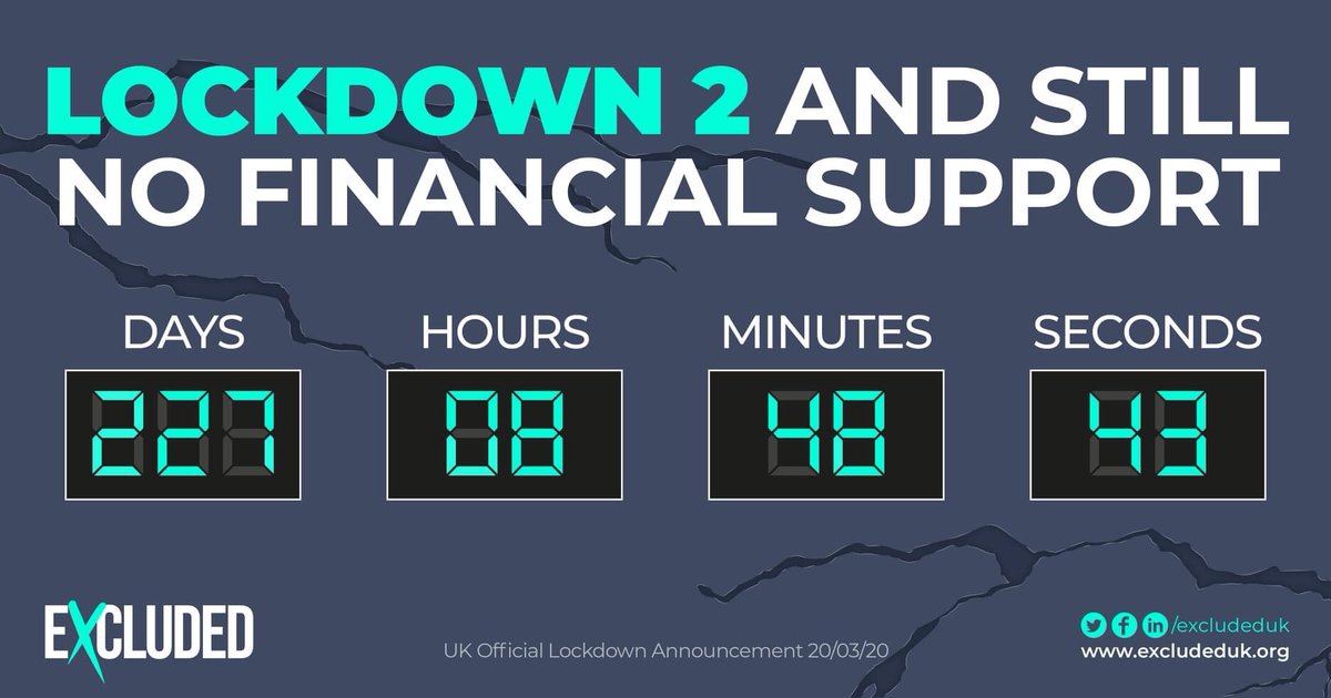 JamesMelville's tweet photo. 3 million workers / over 10% of the working population are still ineligible for government support schemes during the Coronavirus crisis. Small business owners, freelancers, self employed and employees now face an entire year of economic hardship.

#ExcludedUK @ExcludedUK https://t.co/spb8t4SAGi