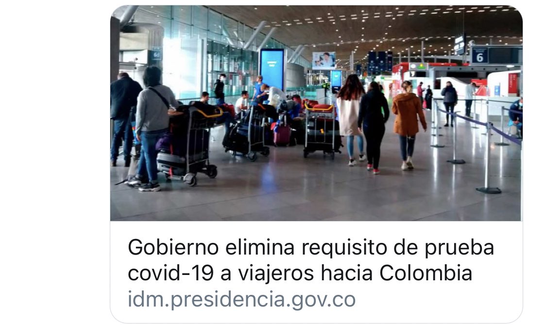 CamiloPrietoVal's tweet photo. 1. El gobierno eliminó el requisito de la prueba #COVID19 para ingresar al país. ¿Es una medida inadecuada para el momento que vive el país? Antes de responder con emociones e intuiciones revisemos argumentos. [hilo] https://t.co/sESDSSwLHi
