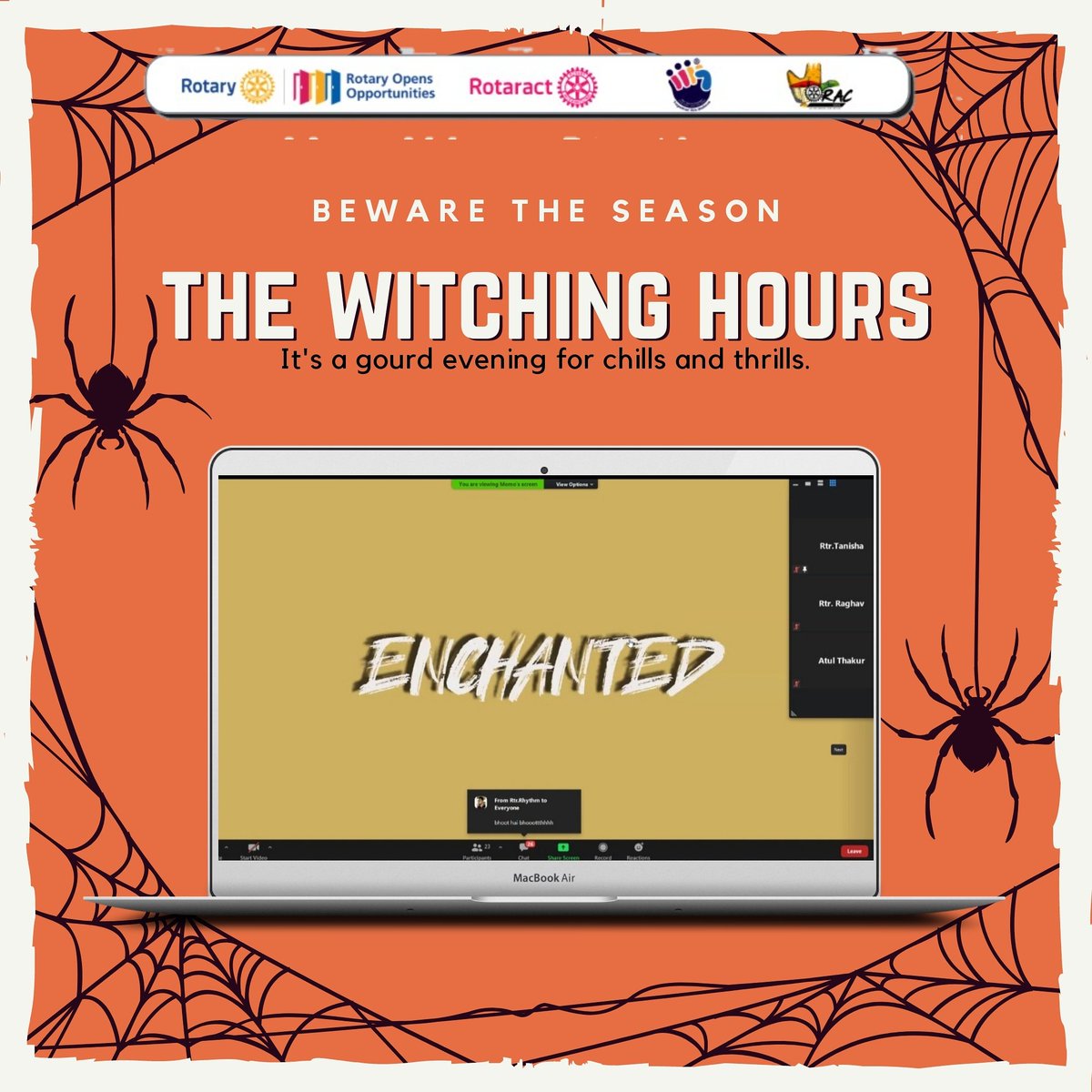 DavcRotaract's tweet photo. The Rotaract club of DAV College Chandigarh organised 'The Witching Hours' on the scary night of Halloween.

The rotaractors came up with spine-tingling creepy stories that made our blood run cold. 

✨Also there were some fun activities and games on the Halloween theme. https://t.co/qzZ0JNSAje