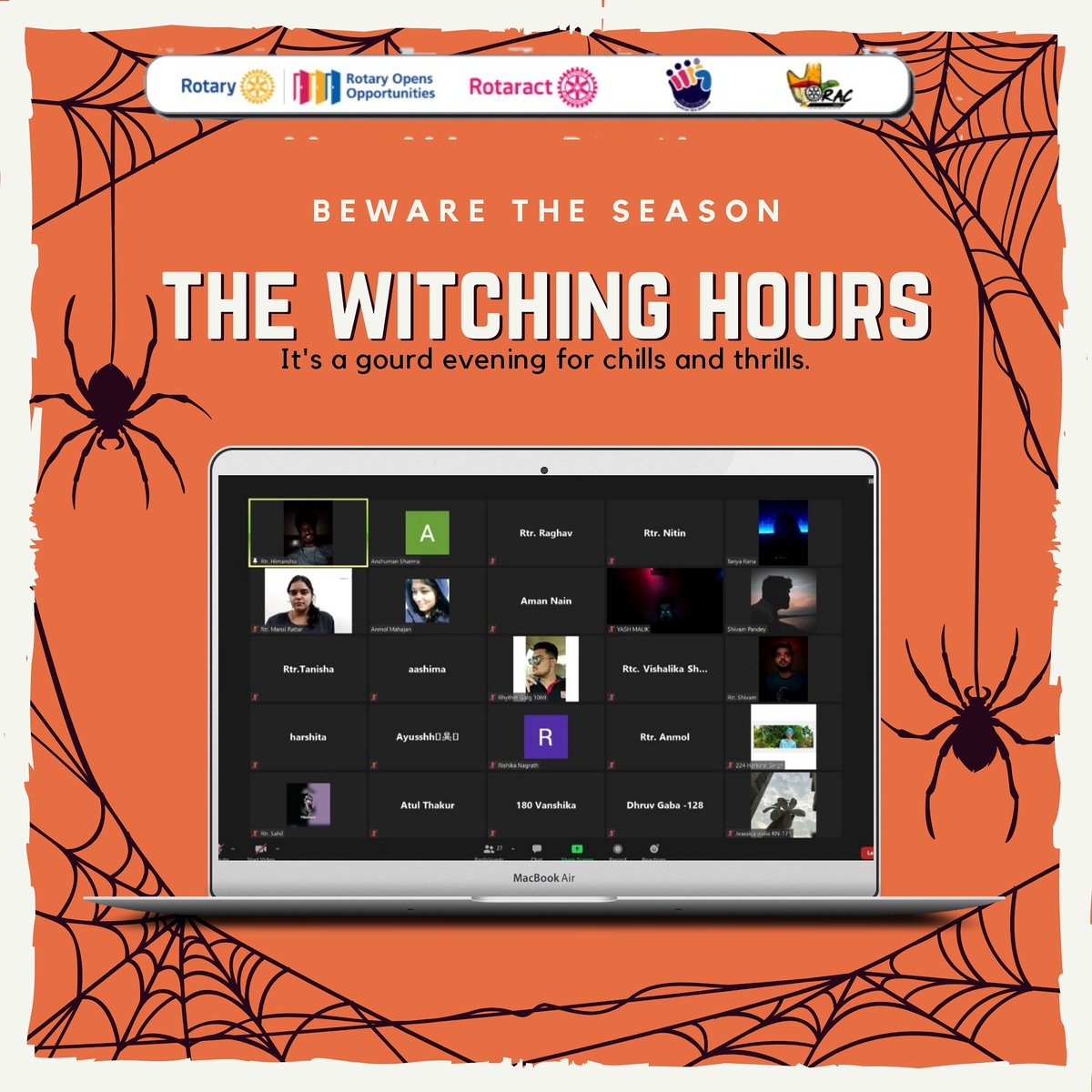 DavcRotaract's tweet photo. The Rotaract club of DAV College Chandigarh organised 'The Witching Hours' on the scary night of Halloween.

The rotaractors came up with spine-tingling creepy stories that made our blood run cold. 

✨Also there were some fun activities and games on the Halloween theme. https://t.co/qzZ0JNSAje