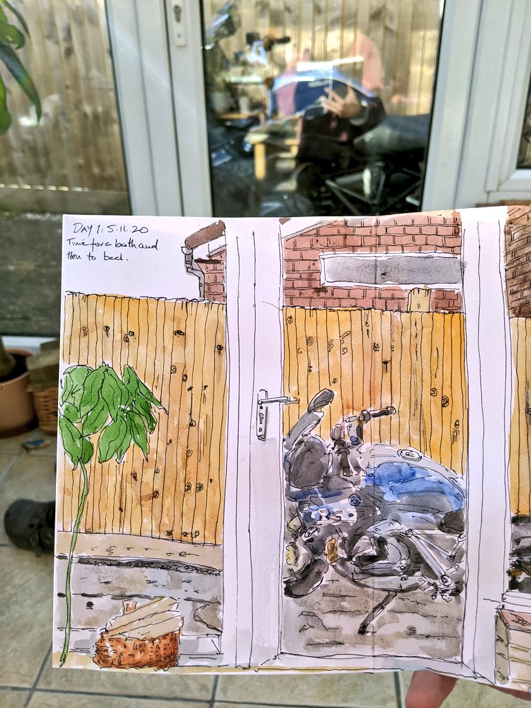 RolandN's tweet photo. Lockdown journal Volume 2 😔 Day 1: Time to give it a wash and put it away.  

#Bmw #R1250RS #athome  #coronacreativity #lockdown #coronavirus #stayathome #art #sketch #illustration https://t.co/qUJorUqmZC