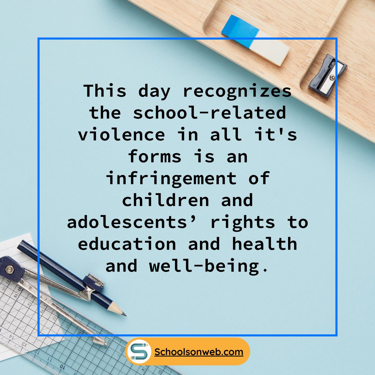 schools_on_web's tweet photo. A day to build #globalawareness about this problem, and of the need to put an end to it as soon as possible. As #students, #parents, members of the #educationalcommunity and #ordinarycitizens, we have all a part to play in stopping #violence and #bullyinginschools 
#KingKohli https://t.co/HGyY3PPjdi