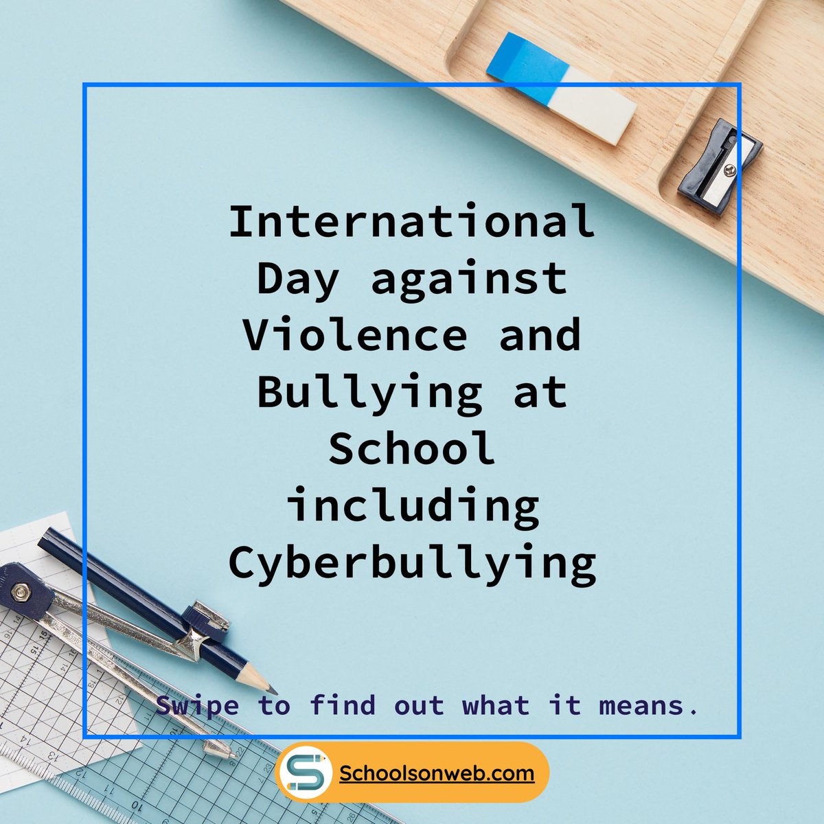 schools_on_web's tweet photo. A day to build #globalawareness about this problem, and of the need to put an end to it as soon as possible. As #students, #parents, members of the #educationalcommunity and #ordinarycitizens, we have all a part to play in stopping #violence and #bullyinginschools 
#KingKohli https://t.co/HGyY3PPjdi
