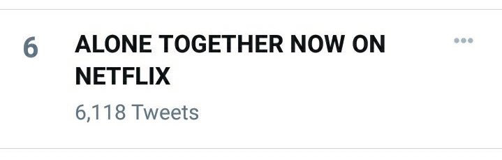 lizquen_fanboys's tweet photo. NOW TRENDING IN THE PHILIPPINES AT RANK 6

ALONE TOGETHER NOW ON NETFLIX
@lizasoberano @itsenriquegil
@tonetjadaon @Black_SheepPH https://t.co/Rfj8DUanEF