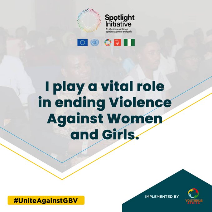 chiamakanwaiwu_'s tweet photo. Everyone has a role to play. Speaking up against perpetrators is a role, helping to support survivors is a role. We must take a stand against GBV

#YHAAdvocates #UniteAgainstGBV , #MensWeek #MenSummit #SpotlightNG #SpotlightEnviolence

@GlobalSpotlight @unwomenNG @UNFPANigeria https://t.co/ArDxV9N0Bn