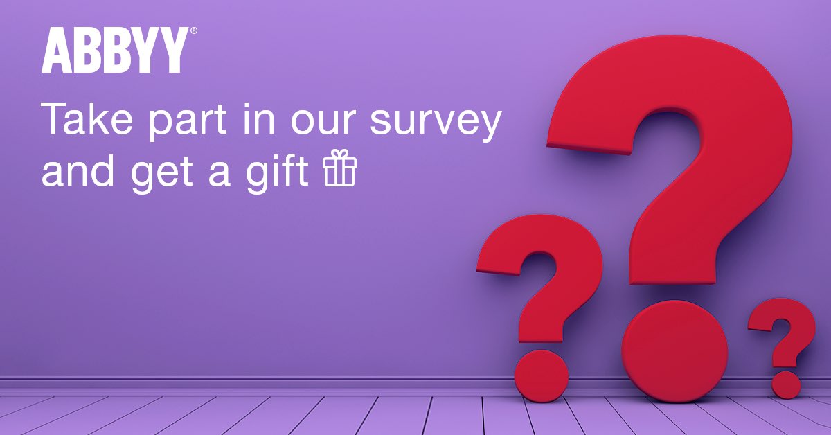 ABBYY_Software's tweet photo. Work with #PDF documents? We’d love to know how you use them on your computers and #mobile devices. Take our short #survey and get a free Premium account on the ABBYY #FineScanner or Business Card Reader mobile app for 3 months! https://t.co/oIpl1mOfuK https://t.co/h23pTkYups