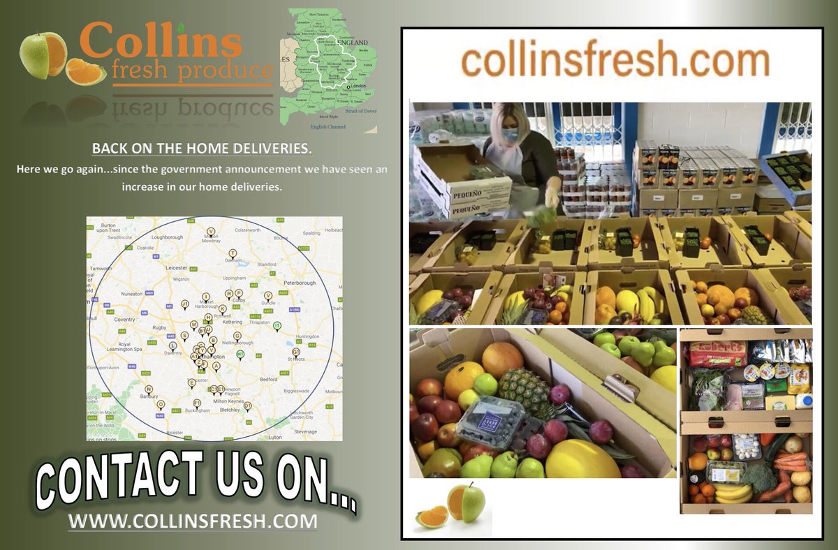 #Lockdown 2. Here we go again. #Home #deliveries available. Why not try? Delivering in #Northamptonshire, #Leicestershie, #Warwickshire, #Oxfordshire and other surrounding areas.
#Collins #Fresh #Producers