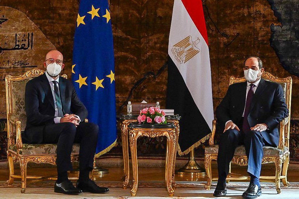 eucopresident's tweet image. أتواجد اليوم في مصر من أجل إجراء محادثات مع الرئيس AlSisiOfficial@ السيسي بشأن تعزيز مكافحتنا المشتركة للإرهاب والنهوض بالحوار والتفاهم المتبادل. هذا هو الرد الأوحد على الكراهية واللاتسامح.