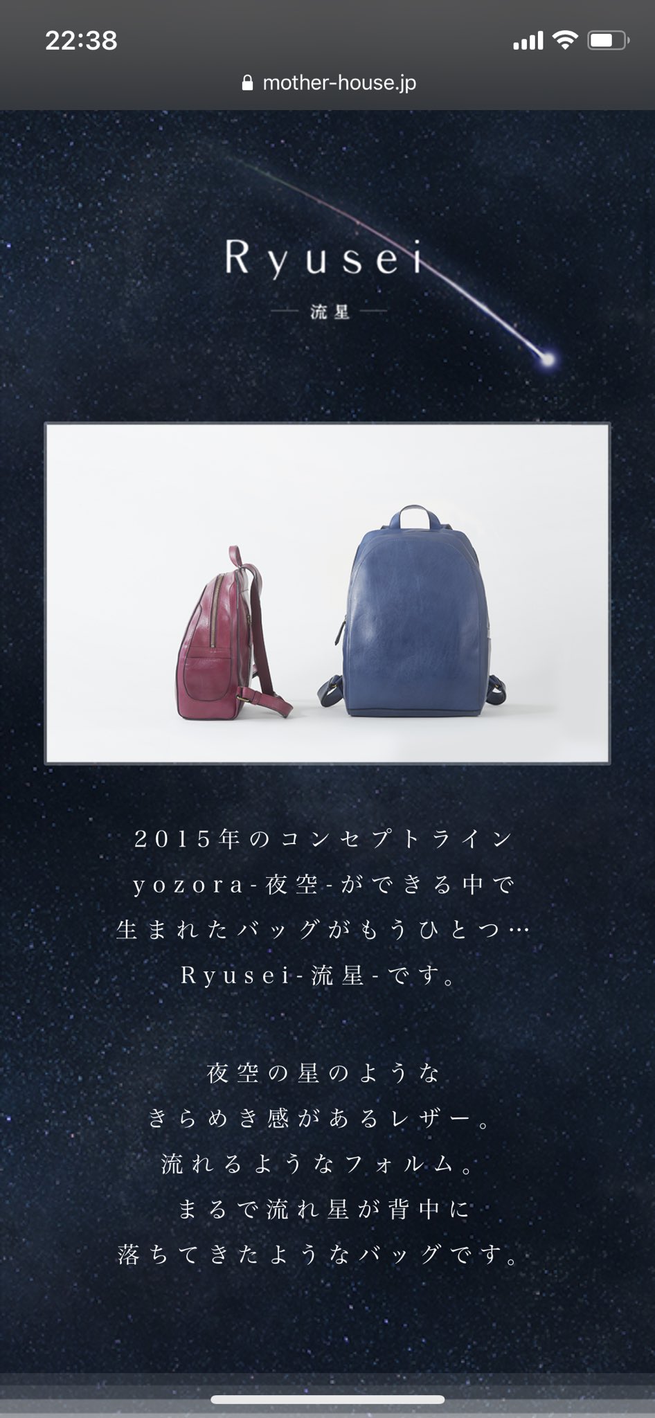 廃番 マザーハウス Ryusei～流星～   リュック