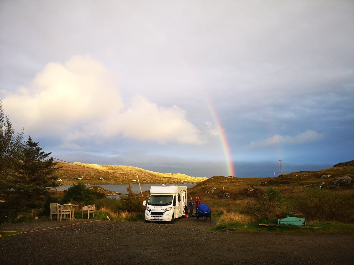 LickistoC's tweet photo. Well this year continues to be a strange one for us all and we think this photo of a rainbow over Lickisto Blackhouse Camping is more than appropriate. Sending all our guests near and far, past and future lots of love - and we hope to see you all again soon. Stay safe! 🌈 https://t.co/2NR2ax40ka