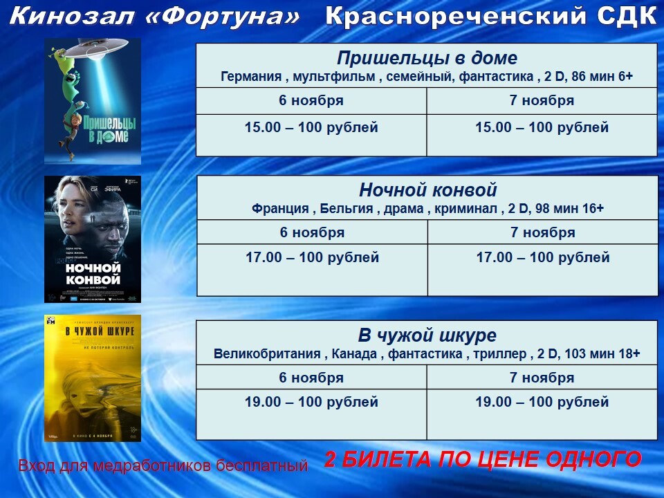 Для медицинских работников вход в кинозал "Фортуна" бесплатный.