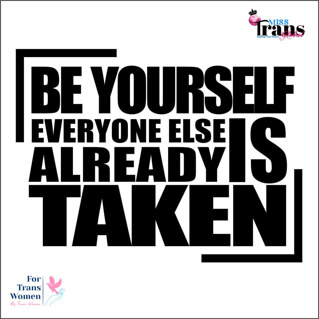 MissTransGlobal's tweet photo. BE YOURSELF, EVERYONE ELSE IS ALREADY TAKEN!♥️❤️❤️♥️
__
#MissTransGlobal #MissTransGlobal2021
#TransIsBeautiful #TransBeauty #TranswomenAreWomen #BeautyPageant #TransPageant #InternationalTransPageant #Transbeautyqueen #girlslikeus #transgender #MissTrans #digitalPageant https://t.co/vaG7nGayWI