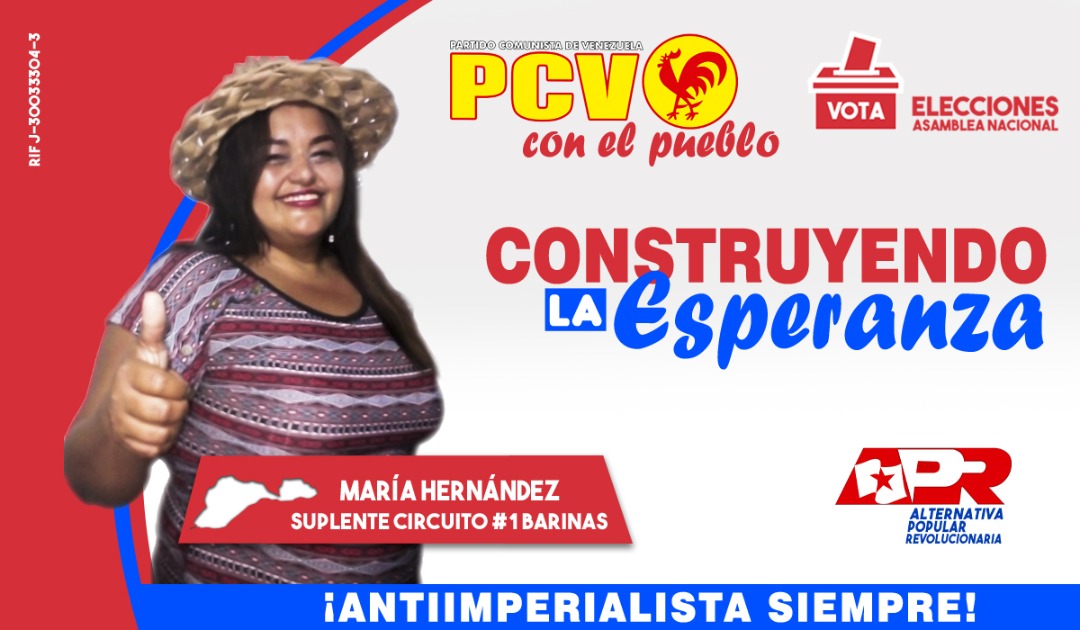 robertescalant1's tweet photo. #AlternativaPopularRevolucionaria @tendraspatria @Chaly2222 @VoluntariadoAPR #TropaAPR #YoVotoPCV linda Barinas la tierra de Chávez te invitamos a votar x nuestra camarada María Hernández fiel defensora de los derechos de los trabajadores d Vnzla a recuperar la AN para el PUEBLO https://t.co/LNUE54APZW