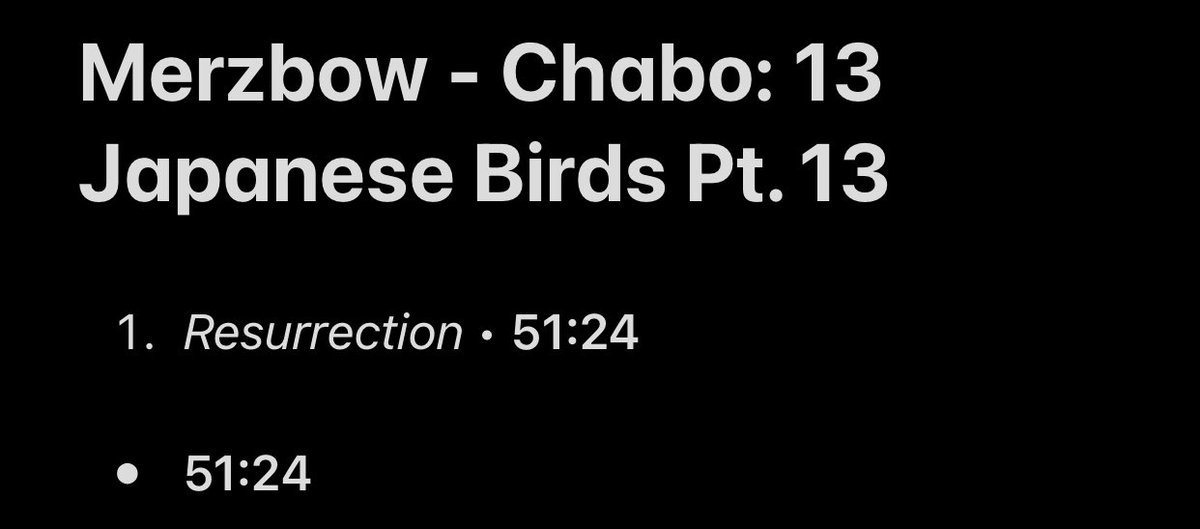 74/108: Chabo: 13 Japanese Birds Pt. 13Finally the last album of this series, and it’s only made up of one single 51 minutes track. There are no drums on this album so it’s kinda surprising because every single 13 Japanese Birds project before this one have some.