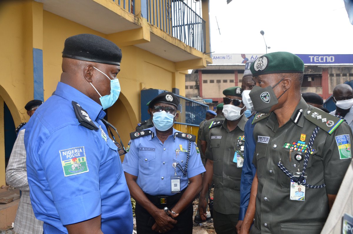 NpfEdo's tweet photo. IGP visits Oba Market, Ugbekun, St. Saviour and Dumez Divisions in Edo State that came under attack during #EndSARS protest in Benin City. https://t.co/CYxHUKKA9d